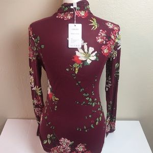 Laolasi | Tops | Laolasi Turtle Neck Long Sleeve Slim Fit Basic Soft Bodysuit For Women Wine